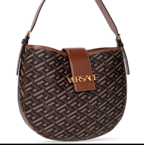 Versace Monogram Greca Coated Canvas Hobo bag w/Greca Printed Compact Zip Wallet - Picture 12 of 16